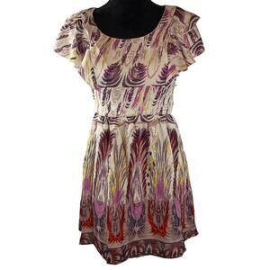 LOVE FIRE Women's Vintage Midi Dress Medium Polyester Boho Aesthetics Abstract